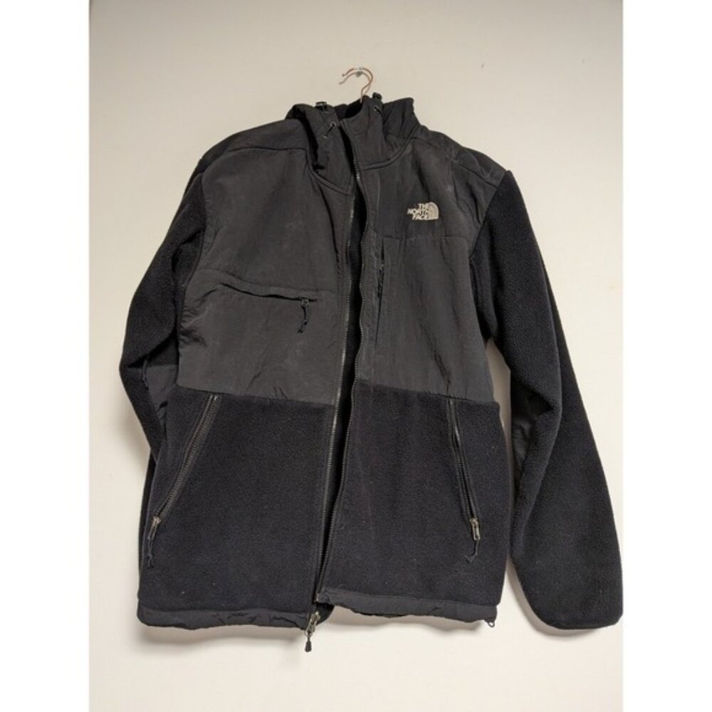 The North Face Denali Hooded Fleece Jacket Mens Large Black Full Zip Hoody